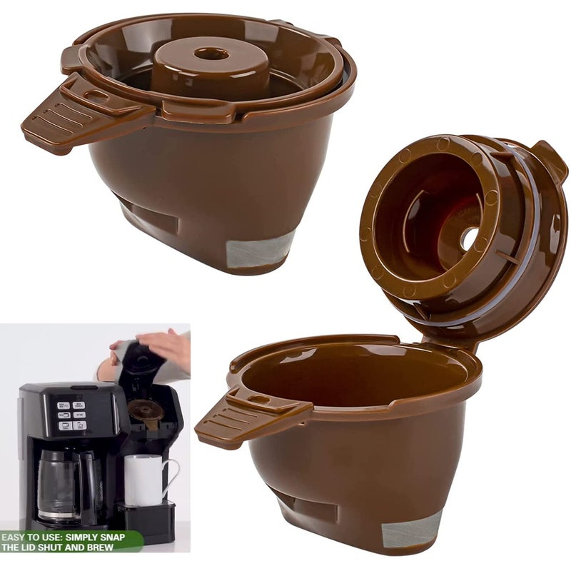 Ophjerg Single Serving Ground Coffee Brew Filter/Holder Basket for Hamilton beach flexbrew replacement parts 49957 49974 49976 49979 49957 49954 49947 49940 49950 49966 49968 Reusable coffee filter Brown (2) - Image 1