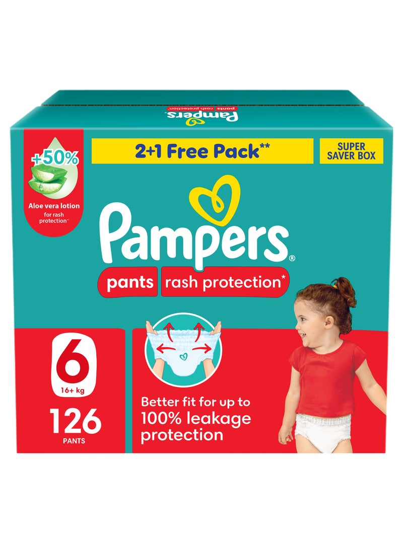 Pampers Pants Size 6 Rash Protection 16+ kg Super Saving Box - Image 1