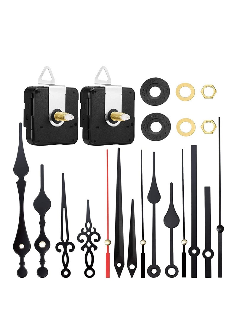 SYOSI 2 Pieces High Torque Long Shaft Clock Movement Mechanism with 5 Different Pairs of Hands DIY Clock Repair Parts Replacement - Image 1