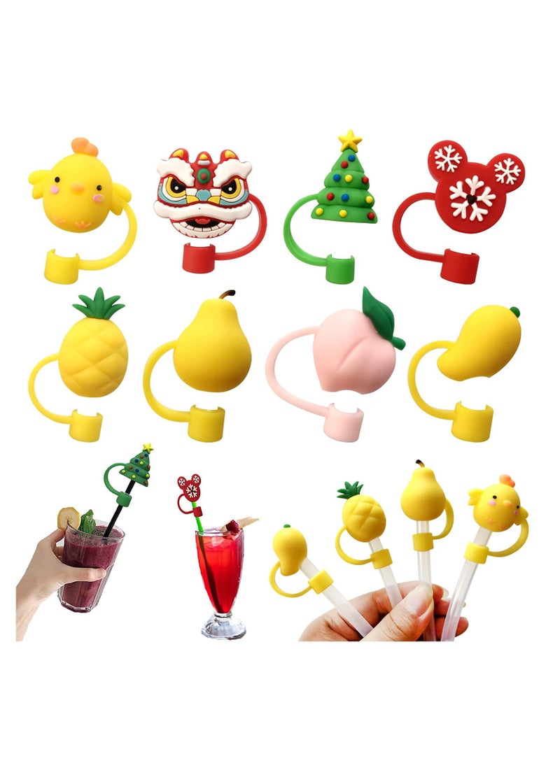 SYOSI أغطية أطراف مصاصة سيليكون 8 حبات مصاصة سيليكون Cute قابلة لإعادة الاستخدام نصائح الشرب أغطية سدادات مغطاة بالغبار لمصاصة 1 4inch(6-8mm) نصائح لمصاصة للديكور في الهواء الطلق (6 حبات) - Image 1