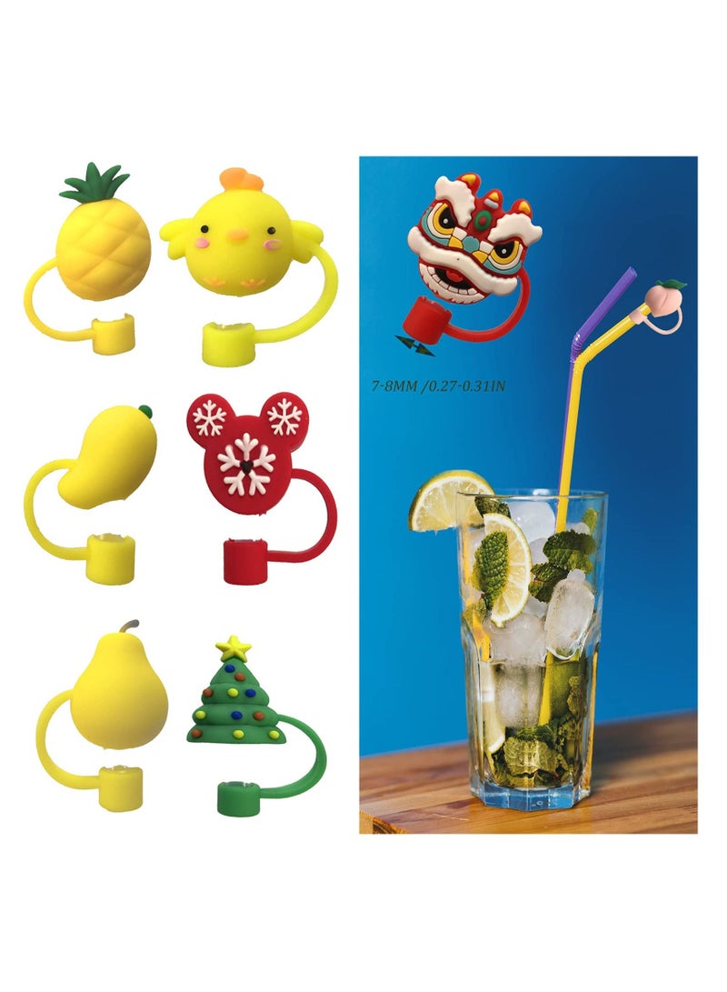 SYOSI أغطية أطراف مصاصة سيليكون 8 حبات مصاصة سيليكون Cute قابلة لإعادة الاستخدام نصائح الشرب أغطية سدادات مغطاة بالغبار لمصاصة 1 4inch(6-8mm) نصائح لمصاصة للديكور في الهواء الطلق (6 حبات) - Image 2