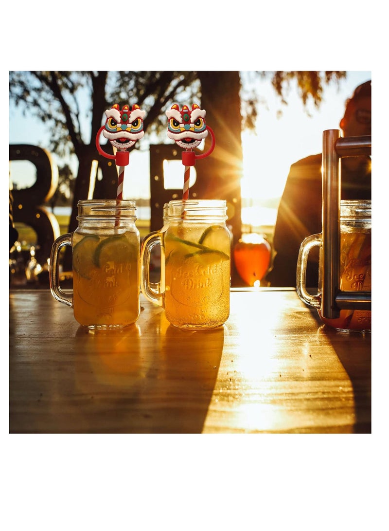 SYOSI أغطية أطراف مصاصة سيليكون 8 حبات مصاصة سيليكون Cute قابلة لإعادة الاستخدام نصائح الشرب أغطية سدادات مغطاة بالغبار لمصاصة 1 4inch(6-8mm) نصائح لمصاصة للديكور في الهواء الطلق (6 حبات) - Image 5