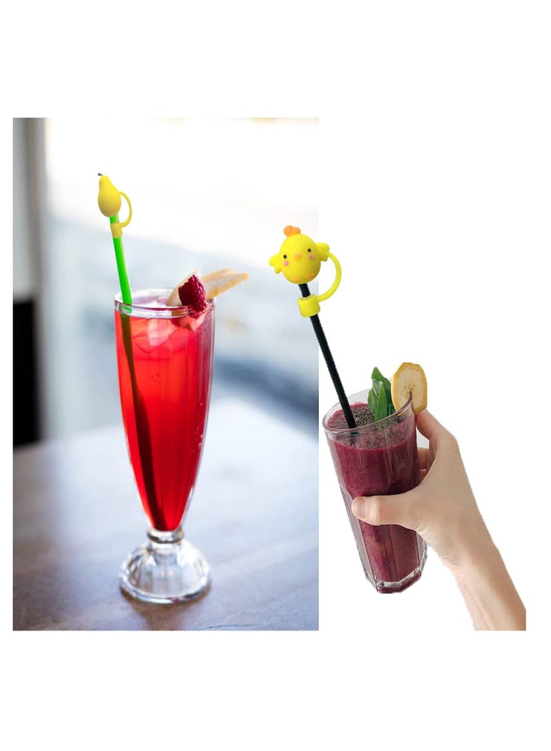 SYOSI أغطية أطراف مصاصة سيليكون 8 حبات مصاصة سيليكون Cute قابلة لإعادة الاستخدام نصائح الشرب أغطية سدادات مغطاة بالغبار لمصاصة 1 4inch(6-8mm) نصائح لمصاصة للديكور في الهواء الطلق (6 حبات) - Image 4