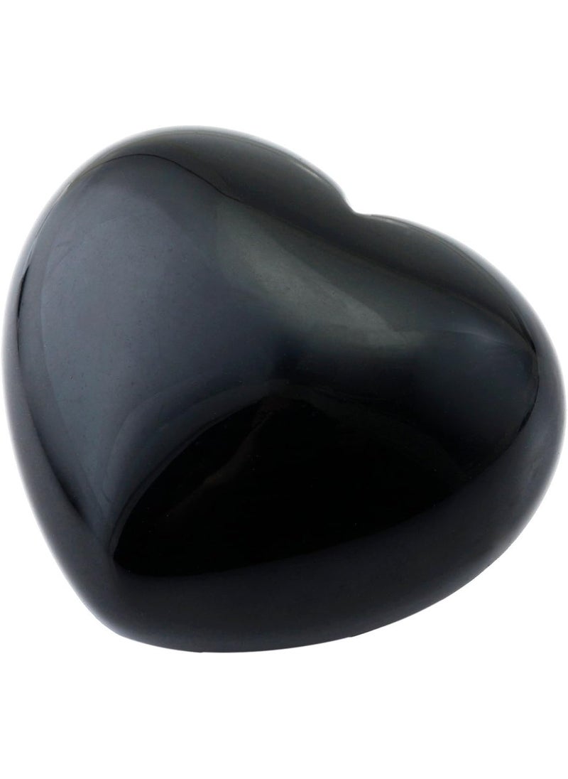 SUNYIK SUNYIK Natural Black Obsidian Carved Puff Heart Pocket Stone,Healing Palm Crystal Pack of 1(1.6") 