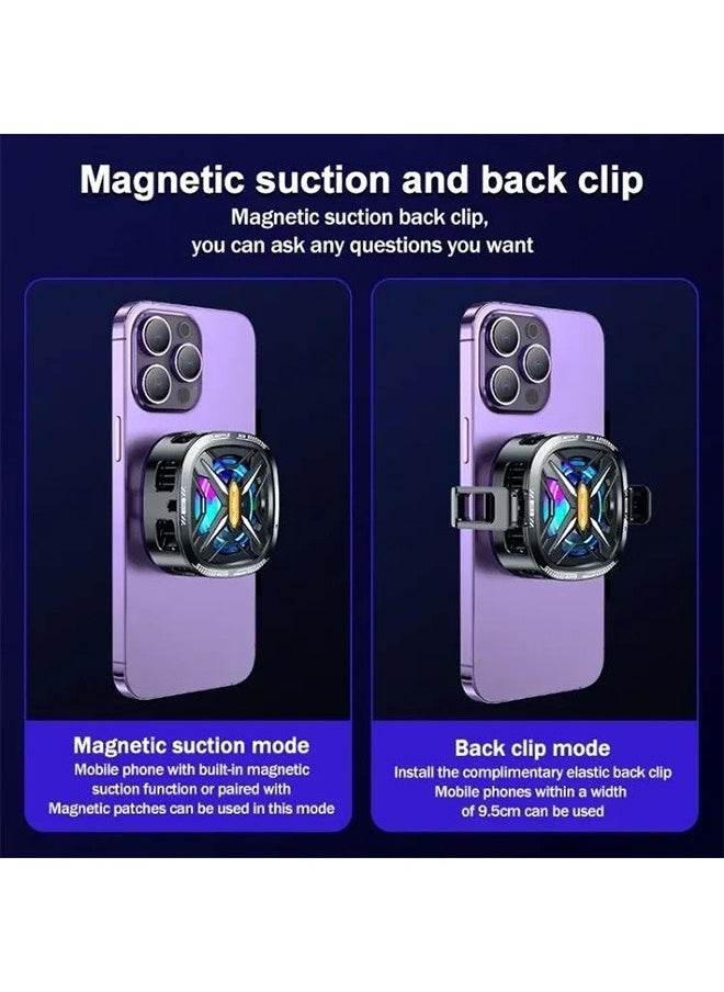 HaHaHai Phone Cooler ,Mobile Phone Cooler for Game Fan,Gaming Magnetic Back Clip Dual Purpose Phone Cooling Fan Digital display temperature Mobile Cooling Fan without Noise for Playing Games Tiktok for Universal iPhone/Android Smartphone  - Image 3