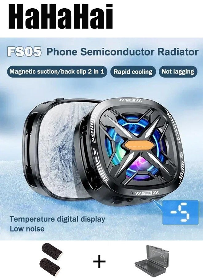 HaHaHai Phone Cooler ,Mobile Phone Cooler for Game Fan,Gaming Magnetic Back Clip Dual Purpose Phone Cooling Fan Digital display temperature Mobile Cooling Fan without Noise for Playing Games Tiktok for Universal iPhone/Android Smartphone  - Image 1