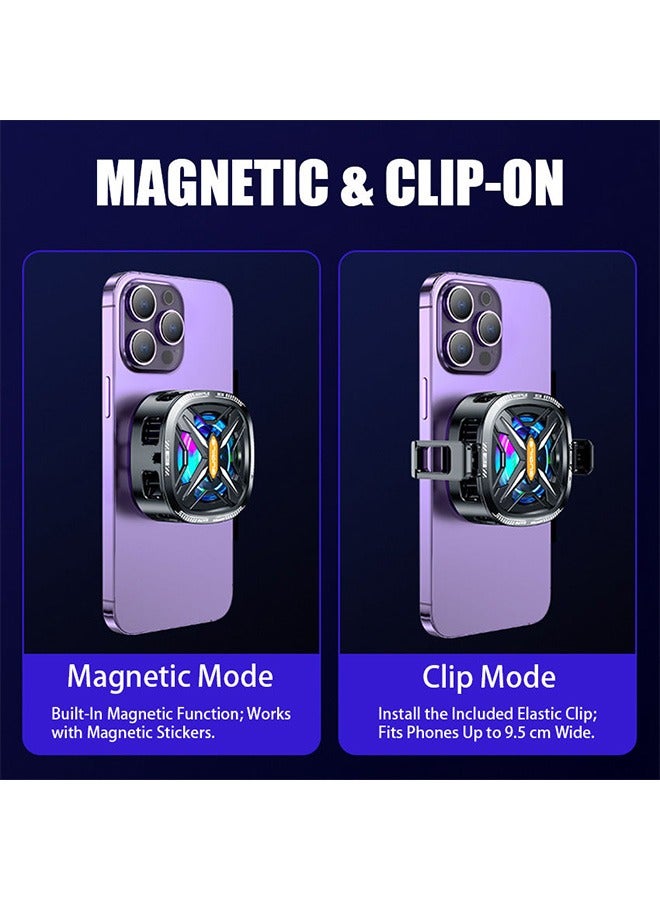 هاهاهاي مبرد الهاتف، مروحة تبريد للهاتف/iPad، مبرد الهاتف المحمول شبه الموصّل، عرض درجة الحرارة في الوقت الحقيقي، دورة الألوان مبرد الهاتف شبه الموصّل متوافق مع الهاتف/Switch/iPad، مناسب للألعاب، مدونة الفيديو الخارجية للهواتف الذكية iPhone/Android وiPad - Image 4