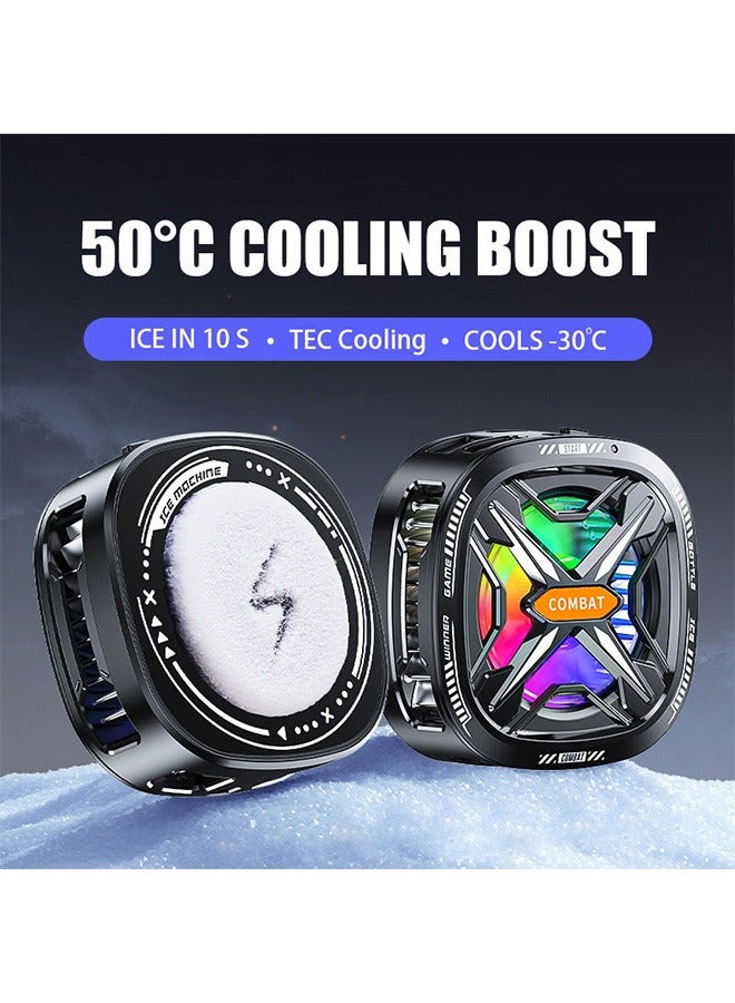 هاهاهاي مبرد الهاتف، مروحة تبريد للهاتف/iPad، مبرد الهاتف المحمول شبه الموصّل، عرض درجة الحرارة في الوقت الحقيقي، دورة الألوان مبرد الهاتف شبه الموصّل متوافق مع الهاتف/Switch/iPad، مناسب للألعاب، مدونة الفيديو الخارجية للهواتف الذكية iPhone/Android وiPad - Image 3