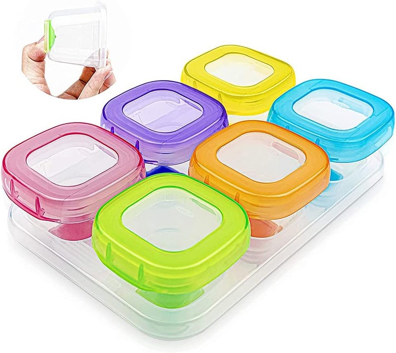 Luckam Baby Food Blocks Containers, Leakproof Baby Food Containers with Lid and Soft Base, BPA Free Resuable Baby Food Jars for Freezer, Microwave Dishwasher Safe 6Pcs 2oz - Image 1