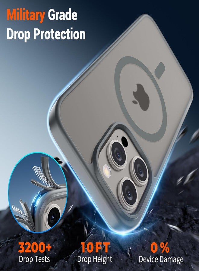 SUPFINE Magnetic for iPhone 15 Pro Case (Compatible with MagSafe) (Military Grade Drop Protection) Translucent Matte Shockproof Phone Case, Gray - Image 4