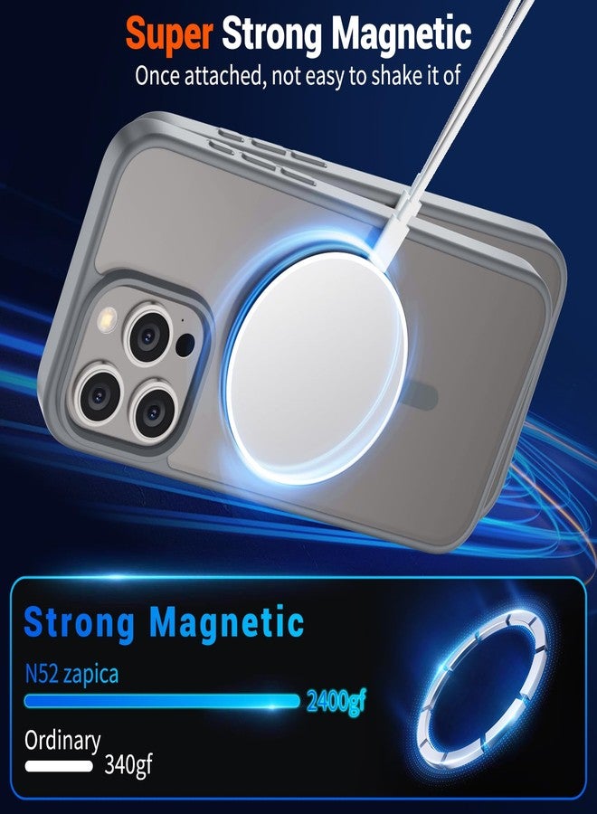SUPFINE Magnetic for iPhone 15 Pro Case (Compatible with MagSafe) (Military Grade Drop Protection) Translucent Matte Shockproof Phone Case, Gray - Image 5