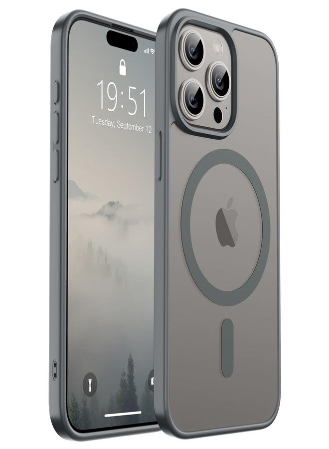 SUPFINE Magnetic for iPhone 15 Pro Case (Compatible with MagSafe) (Military Grade Drop Protection) Translucent Matte Shockproof Phone Case, Gray - Image 1