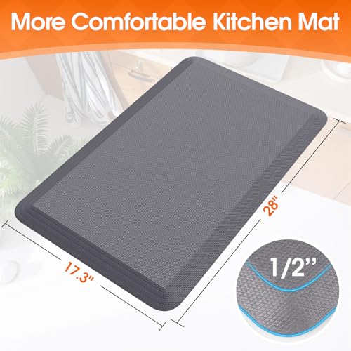 TranquilRelax Kitchen Mat Cushioned Thick Floor Comfort Mat with NonSlip Bottom Waterproof Stain Resistant Easy Clean Standing Desk Mat for Kitchen Sink Office 173x28 Grey - Image 3