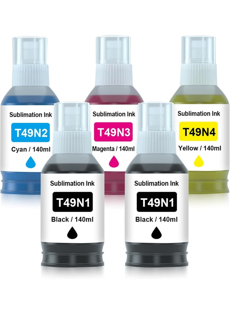 Terabyte T49N Sublimation Ink Replacement for T49N1 T49N2 T49N3 T49N4 Ink Bottle Set for SC-F100, SC-F500, SC-F501 Printer (5 Pack) - Image 1