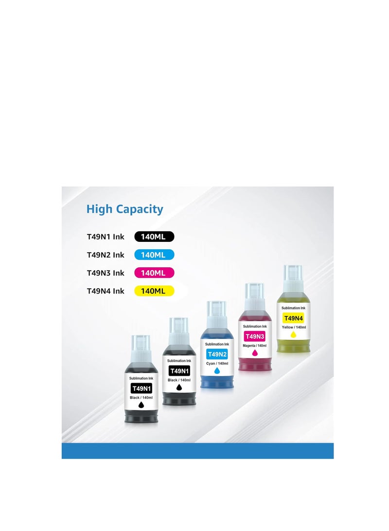 Terabyte T49N Sublimation Ink Replacement for T49N1 T49N2 T49N3 T49N4 Ink Bottle Set for SC-F100, SC-F500, SC-F501 Printer (5 Pack) - Image 4