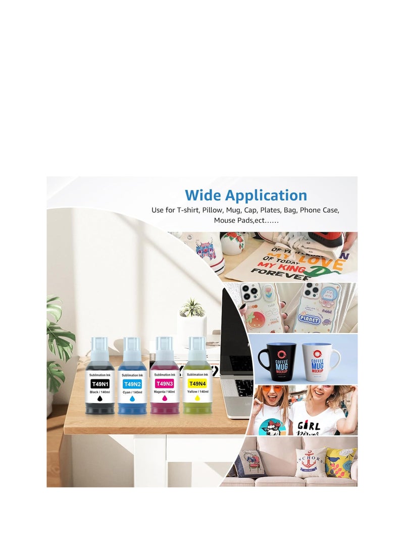 Terabyte T49N Sublimation Ink Replacement for T49N1 T49N2 T49N3 T49N4 Ink Bottle Set for SC-F100, SC-F500, SC-F501 Printer (5 Pack) - Image 5