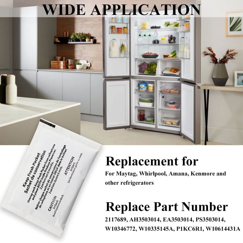 Funmit W10346771A FreshFlow Produce Preserver Replacement for Whirlpool Refrigerator Replace W10346771 2117689 AP5324183 AH3503014 EAP3503014 PS3503014 (3 Pack - 6 Pouches) - Image 4