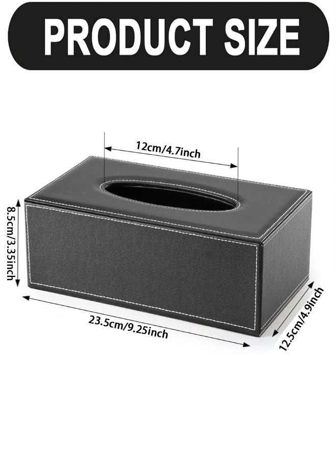 Generic PU Leather Tissue Box Cover Square, Large Size Napkin Holder Pumping Paper Case Dispenser,Facial Tissue Holder with Magnetic Bottom for Home Office Car Hotel Restaurant, Black  - Image 2