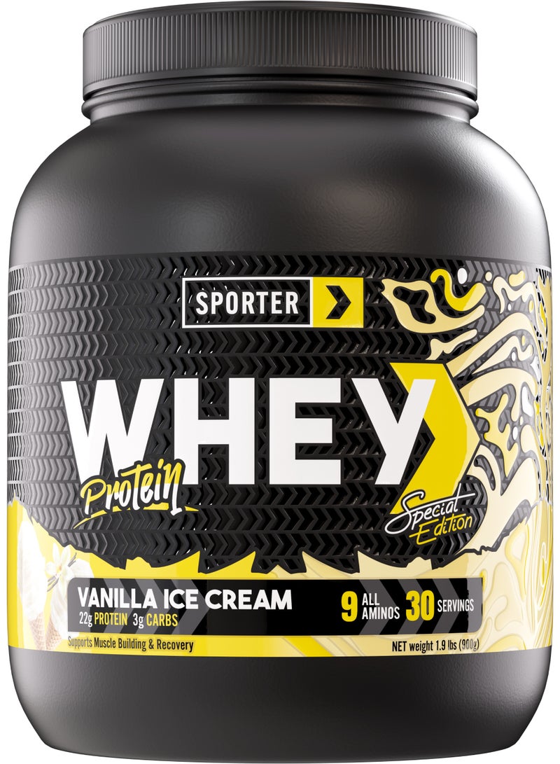 Sporter Whey Protein Powder - High Primary Source Protein 22.5 Grams for Muscle Building, Support & Recovery - Vanilla Ice Cream - Image 1