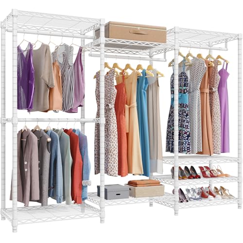 VIPEK V5 Portable Closet Wardrobe Heavy Duty Clothes Rack Freestanding Clothing Racks with 4 Hang Rods  8 Shelves Adjustable Custom Closet Racks 689 L x 157 W x 764 H Max Load 800LBS White
