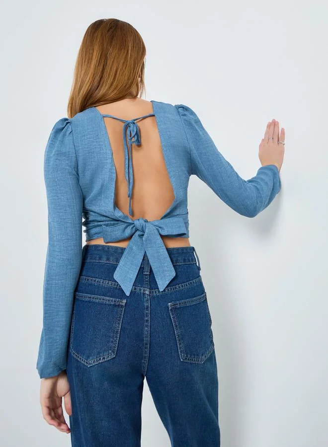 Take Two Women Solid Textured Fitted Waist Top