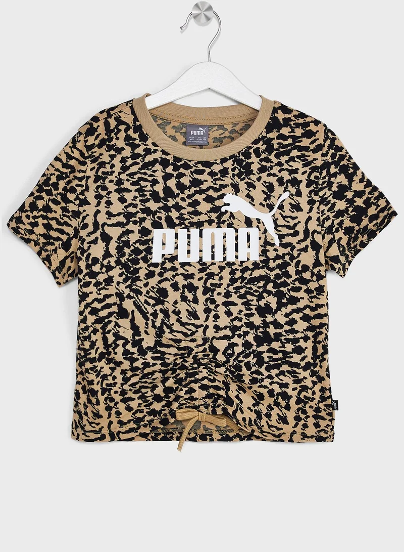PUMA Kids Essential Animal Aop Knotted T-Shirt