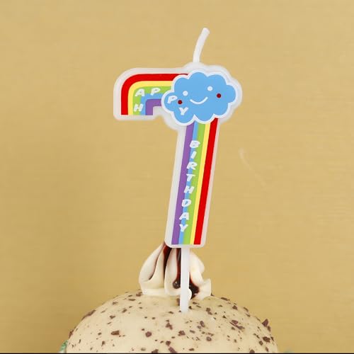 Juzfun Birthday Candles for Kids Number for 7th Year Unicorn Party Cake Topper Decoration Seventh Wedding Anniversary Size - Height 5 CM x Width 3 CM - Image 1
