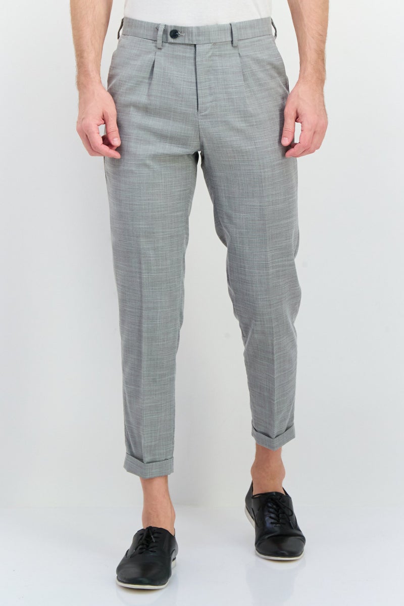 Sorbino Men Regular Fit Textured Dress Pants, Light Grey  - Image 1