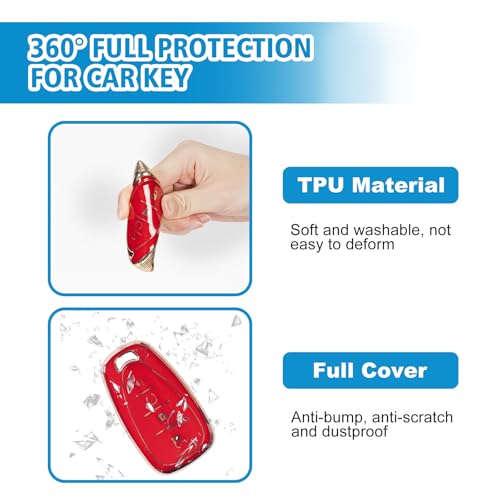 Rislobx Key Fob Cover Fit for Chevy Key, Car Key Case Protector for Volt Bolt Spark Equinox Traverse Trax (4 Buttons Red) - Image 5
