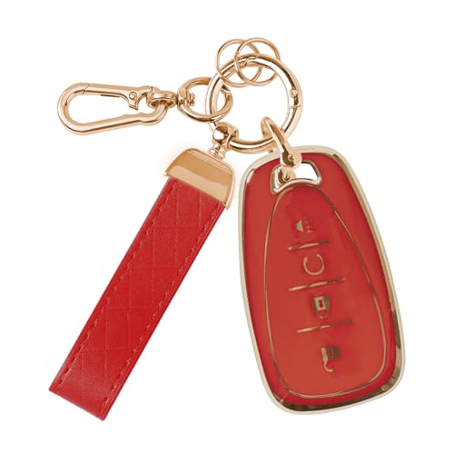 Rislobx Key Fob Cover Fit for Chevy Key, Car Key Case Protector for Volt Bolt Spark Equinox Traverse Trax (4 Buttons Red) - Image 1
