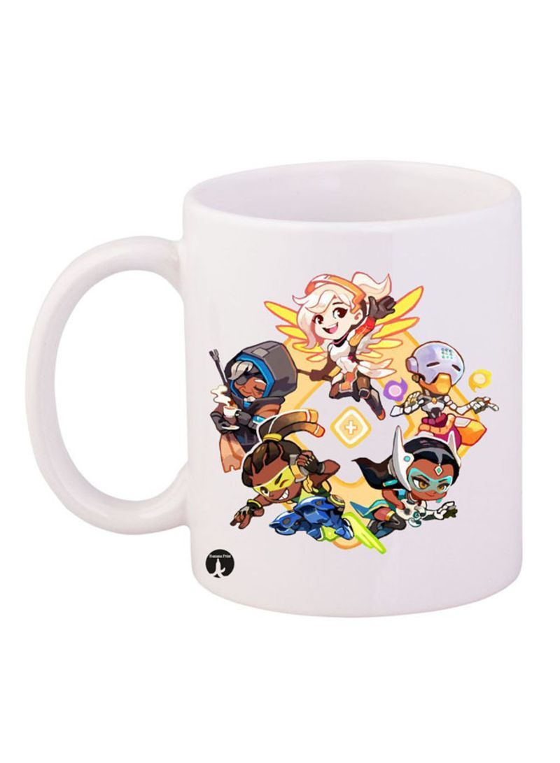 RKN Overwatch Video Game Printed Mug White/Yellow/Brown 12ounce