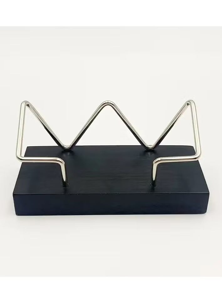 حامل بطاقات عمل خشبي أنيق - مزدوج الجوانب بتصميم هندسي ولمسات معدنية | منظم مكتب احترافي للمكاتب والفنادق والفعاليات - Image 2