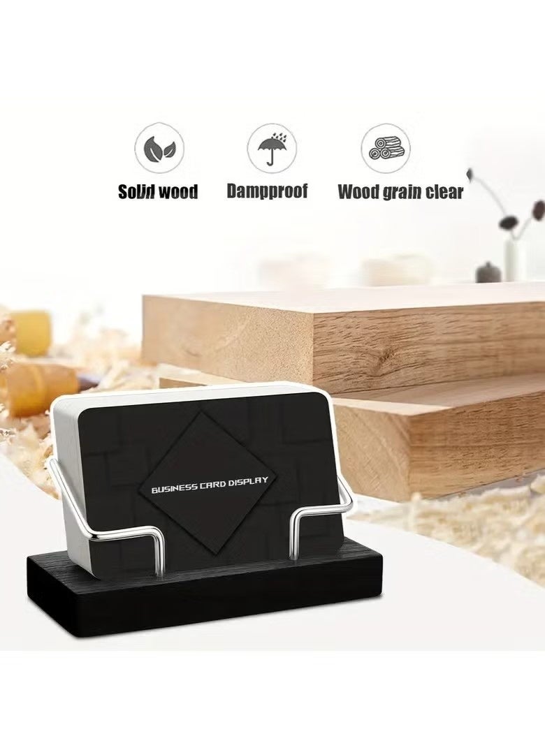 حامل بطاقات عمل خشبي أنيق - مزدوج الجوانب بتصميم هندسي ولمسات معدنية | منظم مكتب احترافي للمكاتب والفنادق والفعاليات - Image 5