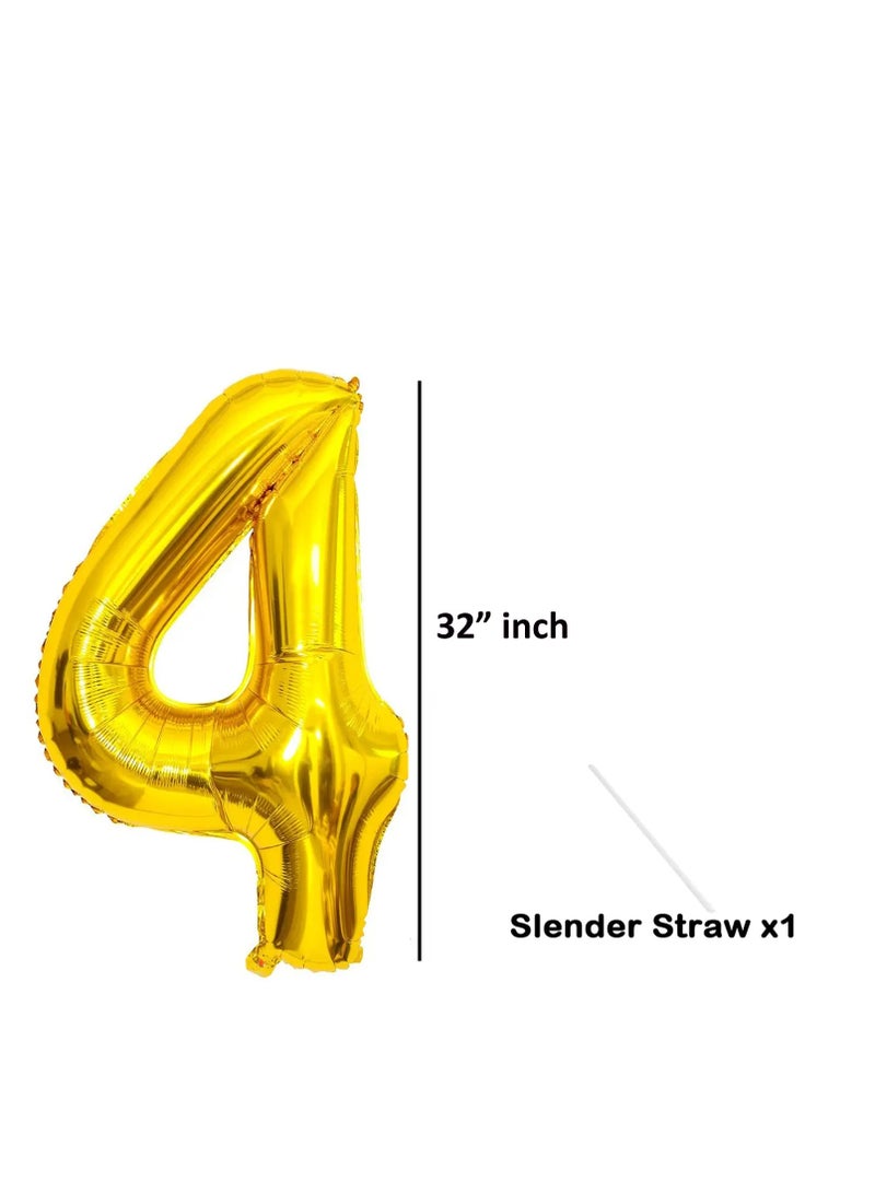 PARTY FUN بالونات فويل رقم 32 بوصة - مثالية للاحتفالات، الزفاف، وأعياد الميلاد (الرقم 4) - Image 4