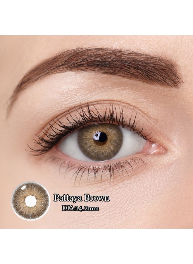 هابييمين عدسات لاصقة تجميلية سنوية للجنسين بلون بني من باتايا، مجموعة تكبير مع علبة - Image 1
