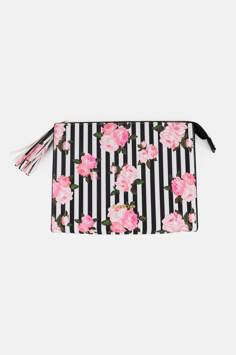 bebe Women Floral Pattern Vanity Bag, Multicolor - Image 2