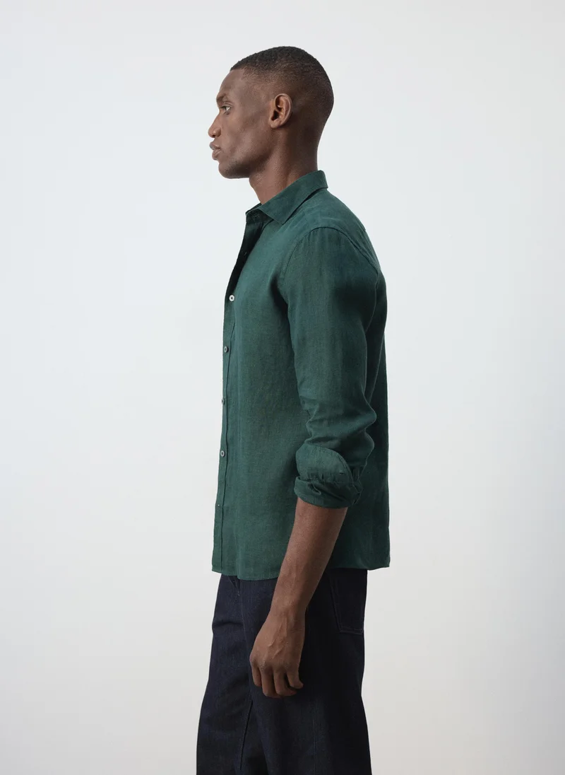 Mango Man 43-VERDE 100% Linen Regular-Fit Shirt for Men | Best Price UAE