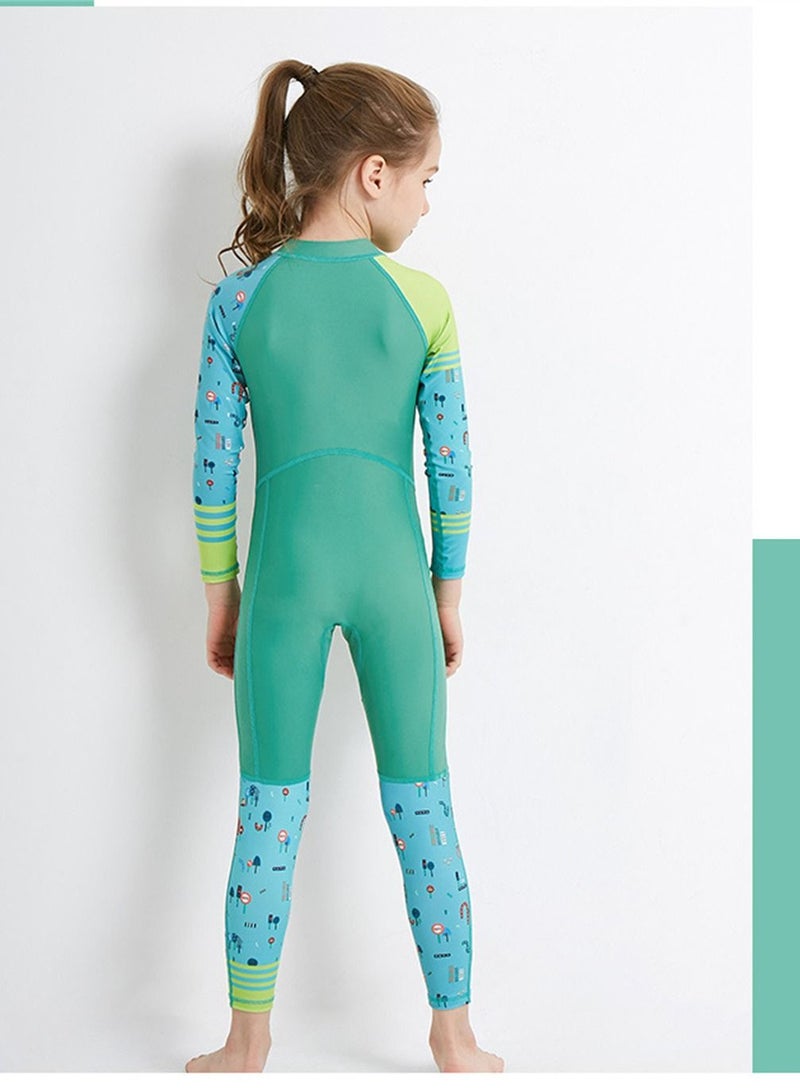 DIVE & SAIL Keep Warm Children Diving Suit Three-layer High Elastic Wetsuit For Girls Green - Image 2