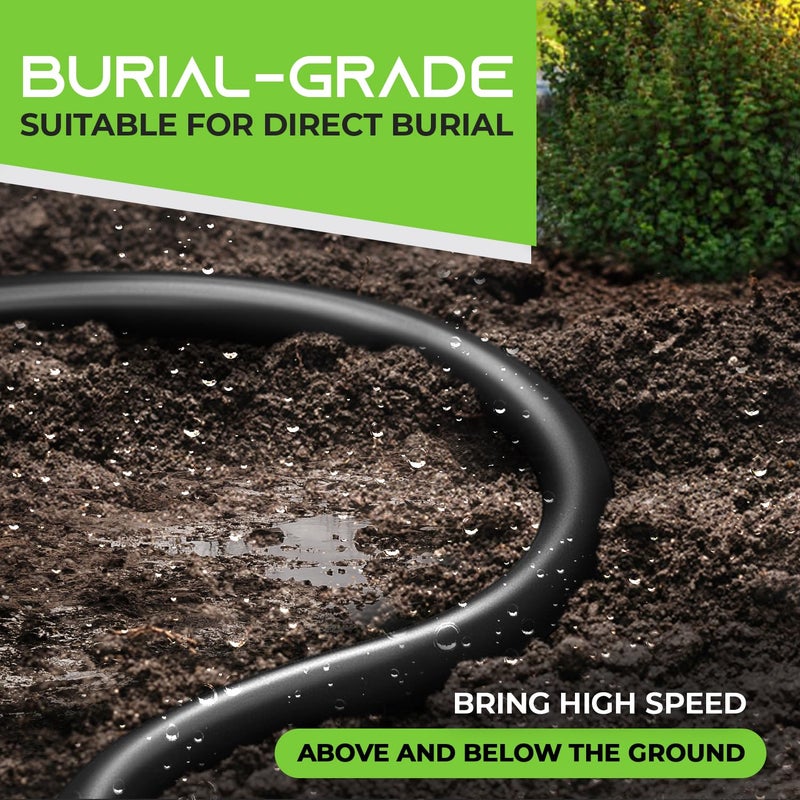 GearIT كابل إيثرنت باتش RJ45 Cat-6 من GearIT، مجموعة DIY بالجملة (10 RJ45 و 10 غلاف)، سرعة نقل 10Gpb، موصلات مطلية بالذهب، نحاس مغطى، خارجي، مقاوم للأشعة فوق البنفسجية، دفن مباشر، مقاوم للماء، 500 قدم، أسود - Image 4