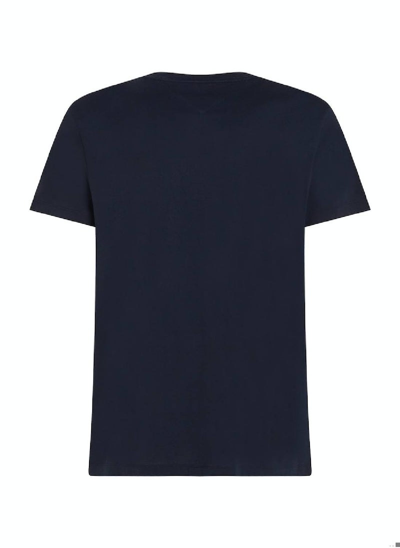 TOMMY HILFIGER Men's Faded Hilfiger Logo T-Shirt - Cotton, Blue  - Image 4