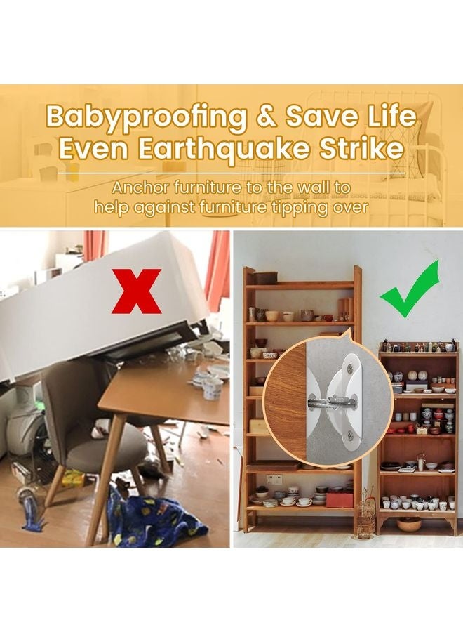 هومستر مرساة أثاث (10 علب) لتحصين الأطفال، مرساة أثاث أحزمة أثاث مكافحة الأطراف تأمين 400 رطل/الحفاظ على سلامة الأطفال من سقوط الأثاث، أشرطة معدنية بيضاء للزلازل - Image 2