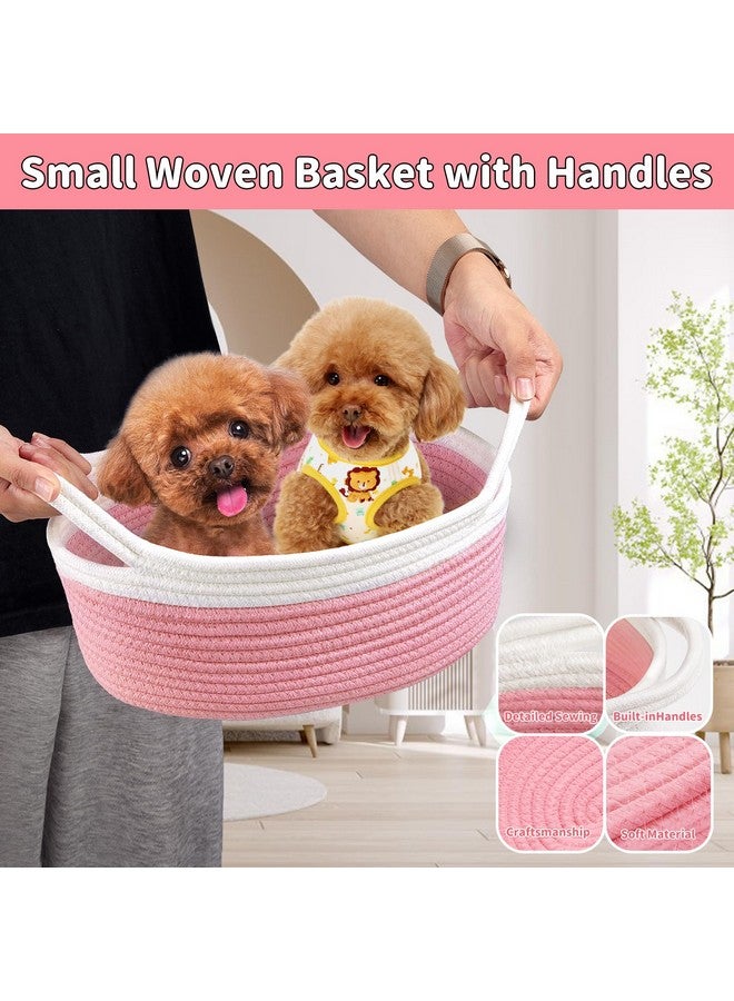 Yeeeasy Small Woven Basket with Gift Bags and Ribbons Cute Baskets for Gifts Empty 12"x8"x5" Small Rope Toy Basket for Babies Baskets for Storage, White & Pink - Image 5