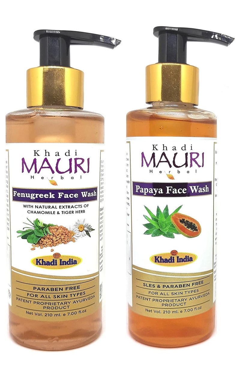 Khadi Mauri Anti Tan Papaya Fenugreek face wash Pack of 2 420ml