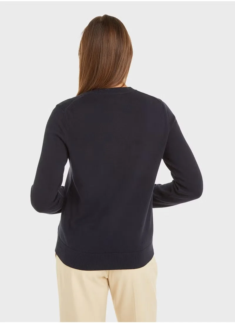 تومي هيلفيغر Crew Neck Logo Sweater