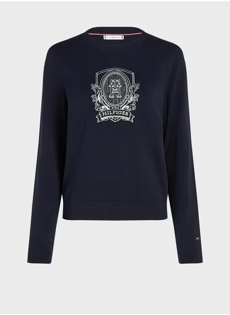 تومي هيلفيغر Crew Neck Logo Sweater