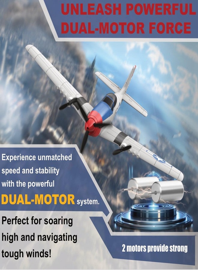 ANBURI RC Plane for Beginners, P51 Remote Control Airplane for Adults, 2.4GHz 3 Channel Fighter Featuring 6 Axis Gyro Stabilizer Comes with 2 Batteries, Easy to Fly - Image 5