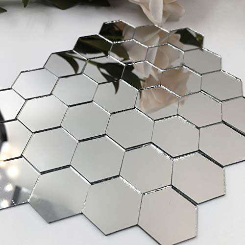 NUORUI NUO RUI 1'' Hexagonal Mirror Mosaic Tiles Craft Mirror Pieces Bulk 100 Pieces for Craft Projects Home Decor - Image 1