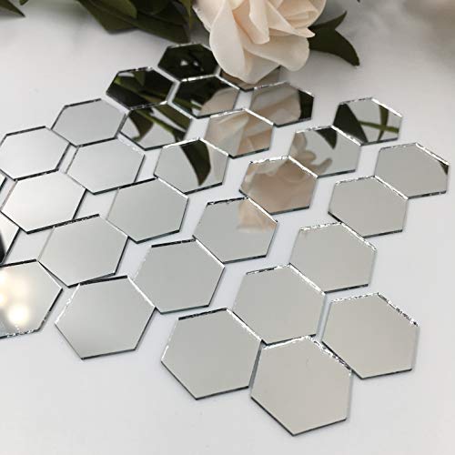 NUORUI NUO RUI 1'' Hexagonal Mirror Mosaic Tiles Craft Mirror Pieces Bulk 100 Pieces for Craft Projects Home Decor - Image 2