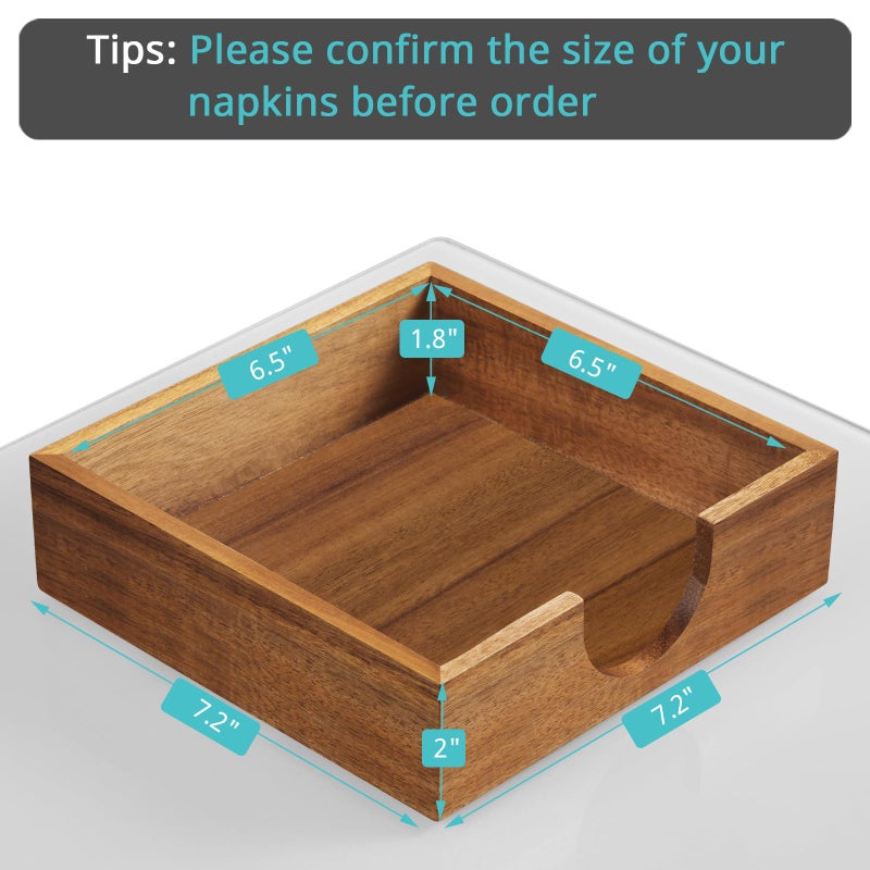 Bivvclaz Acacia Wood Napkin Holder for Table, Napkins Holders For Paper Napkins, Flat Napkin Holder for Luncheon, Napkin Holders for Kitchen Dinner Table Decor, Napkin Dispenser for Indoor & Outdoor Use - Image 2