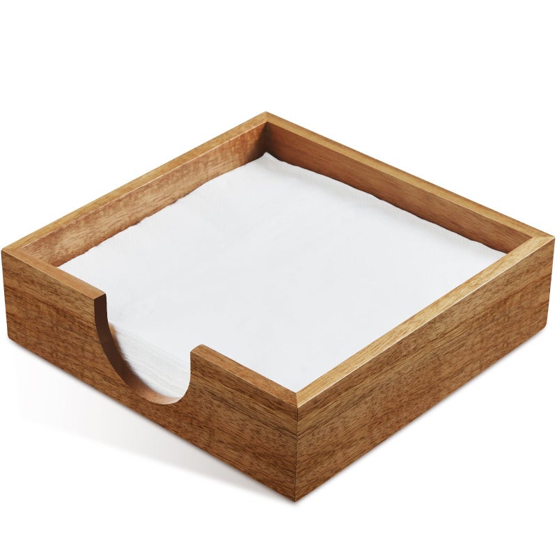 Bivvclaz Acacia Wood Napkin Holder for Table, Napkins Holders For Paper Napkins, Flat Napkin Holder for Luncheon, Napkin Holders for Kitchen Dinner Table Decor, Napkin Dispenser for Indoor & Outdoor Use - Image 1